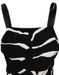Dolce & Gabbana Black White Zebra Cady Calf Length Women's Dress