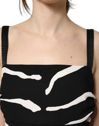 Dolce & Gabbana Black White Zebra Cady Calf Length Women's Dress