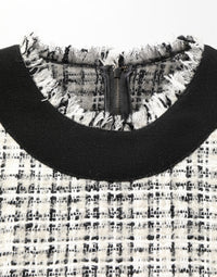 Dolce & Gabbana Black White Tweed Sheath A-line Midi Women's Dress