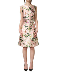 Dolce & Gabbana Light Pink LilyPrint Sleeveless Sheath Women's Dress