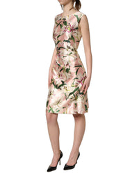 Dolce & Gabbana Light Pink LilyPrint Sleeveless Sheath Women's Dress