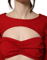 Dolce & Gabbana Red Cut Out Bodycon Long Sleeves Sheath Glove Women's Dress
