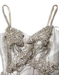 Dolce & Gabbana Silver Crystal Embellished EveningGown Women's Dress