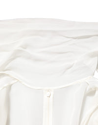 Dolce & Gabbana White Silk Sheer Draped Long Gown Women's Dress