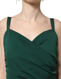 Dolce & Gabbana Green Ruched Sweetheart Bodycon Midi Women's Dress