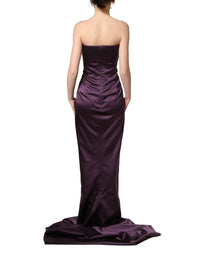 Dolce & Gabbana Purple Silk Crystal Strapless Floor Length Gown Women's Dress