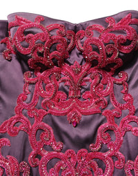 Dolce & Gabbana Purple Silk Crystal Strapless Floor Length Gown Women's Dress