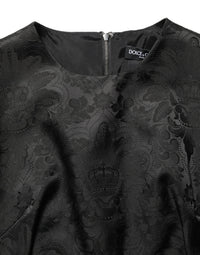 Dolce & Gabbana Black Floral Jacquard Sleeveless A-line Women's Dress