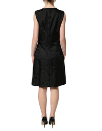 Dolce & Gabbana Black Floral Jacquard Sleeveless A-line Women's Dress