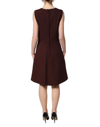 Dolce & Gabbana Maroon Lace Sleeveless Knee Length Women's Dress