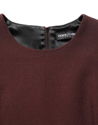 Dolce & Gabbana Maroon Lace Sleeveless Knee Length Women's Dress