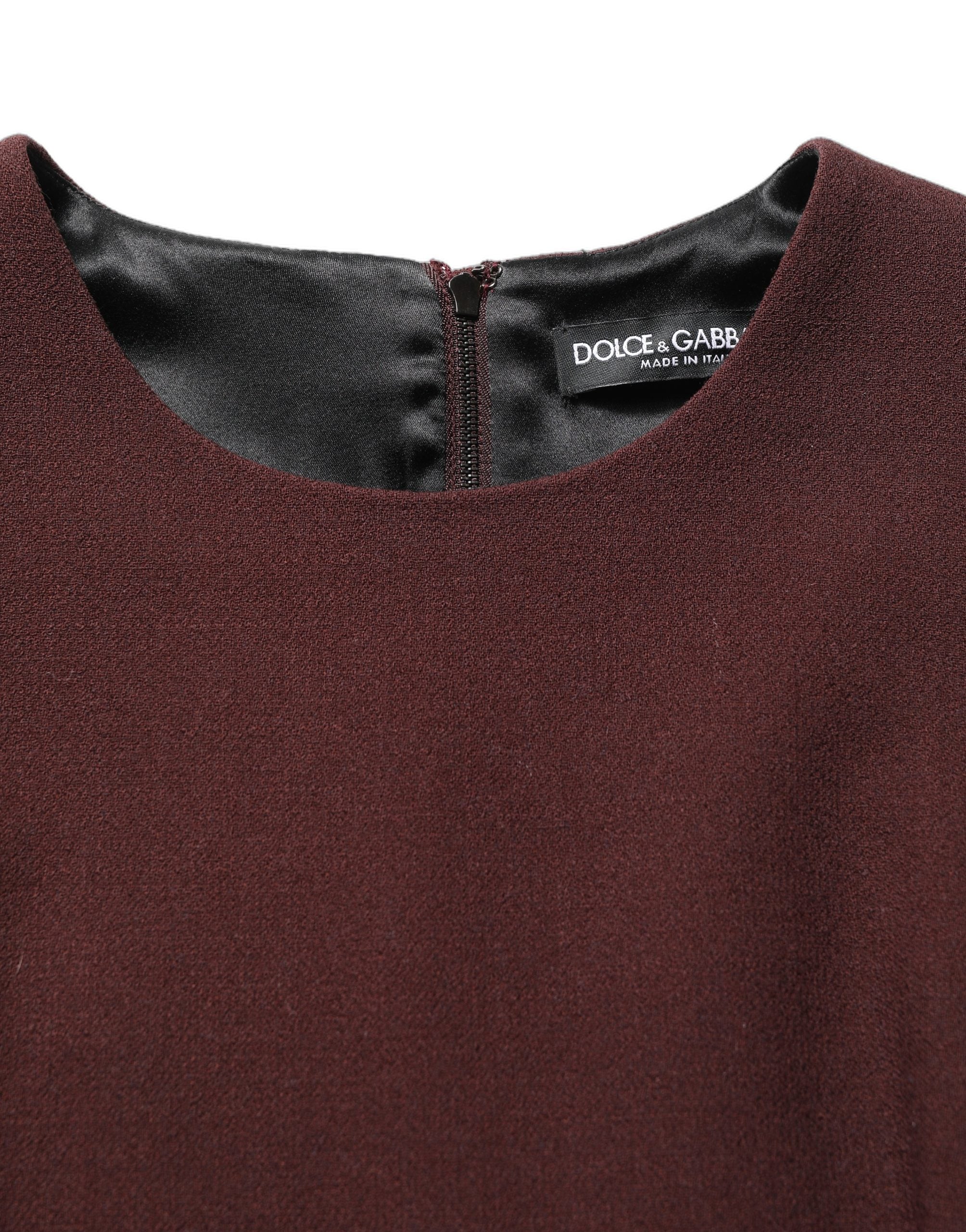 Dolce & Gabbana Maroon Lace Sleeveless Knee Length Women's Dress