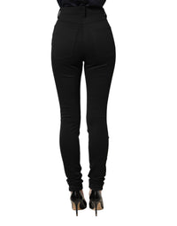 Dolce & Gabbana Black Nylon Stretch Skinny High Waist Women's Pants