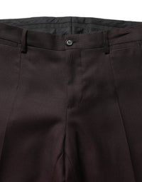 Dolce & Gabbana Brown Straight Leg Dress Silk Trousers Women's Pants