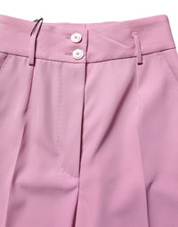 Dolce & Gabbana Pink High Waisted Polyester Trouser Women's Pants