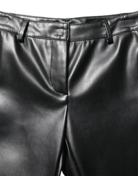 Dolce & Gabbana Black PU Leather High Waisted Trouser Women's Pants