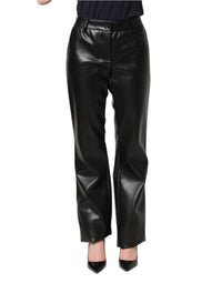Dolce & Gabbana Black PU Leather High Waisted Trouser Women's Pants