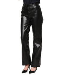 Dolce & Gabbana Black PU Leather High Waisted Trouser Women's Pants