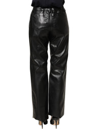 Dolce & Gabbana Black PU Leather High Waisted Trouser Women's Pants