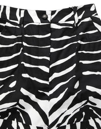 Dolce & Gabbana Black White Zebra Print Cotton High Waist Women's Shorts
