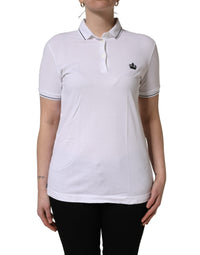 Dolce & Gabbana White Crown Cotton Short Sleeves Polo Women's Top