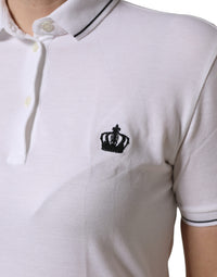 Dolce & Gabbana White Crown Cotton Short Sleeves Polo Women's Top
