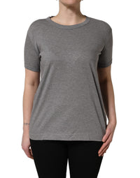 Dolce & Gabbana Grey Cotton Short Sleeves Crew Neck Women's T-shirt