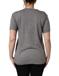 Dolce & Gabbana Grey Cotton Short Sleeves Crew Neck Women's T-shirt