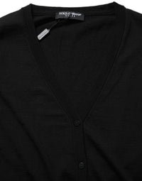 Dolce & Gabbana Black Wool Knit Button Cardigan Women's Sweater