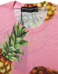 Dolce & Gabbana Pink Pineapple Roundneck Sleeveless Tank Women's Top