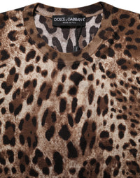 Dolce & Gabbana Brown Leopard Crew Neck Sleeveless Tank Women's Top