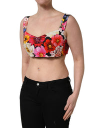 Dolce & Gabbana Multicolor Floral Cropped Bustier Tank Women's Top