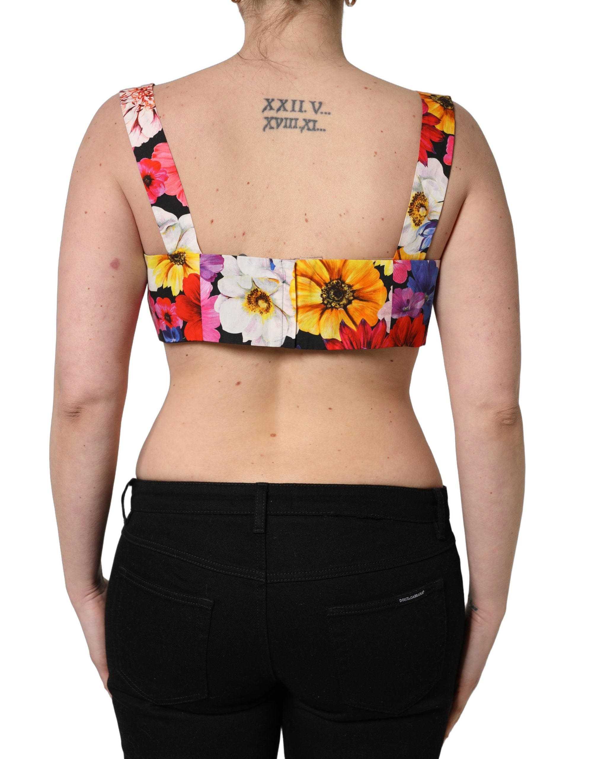 Dolce & Gabbana Multicolor Floral Cropped Bustier Tank Women's Top