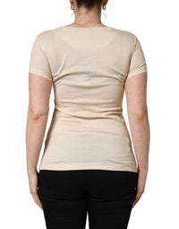 Dolce & Gabbana Beige Jungle Print Cotton Round Neck Women's T-Shirt
