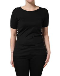 Dolce & Gabbana Black Cotton Round Neck Short Sleeves Women's T-Shirt