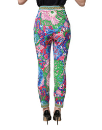 Dolce & Gabbana Multicolor Floral Stretch Jersey Leggings Women's Pants