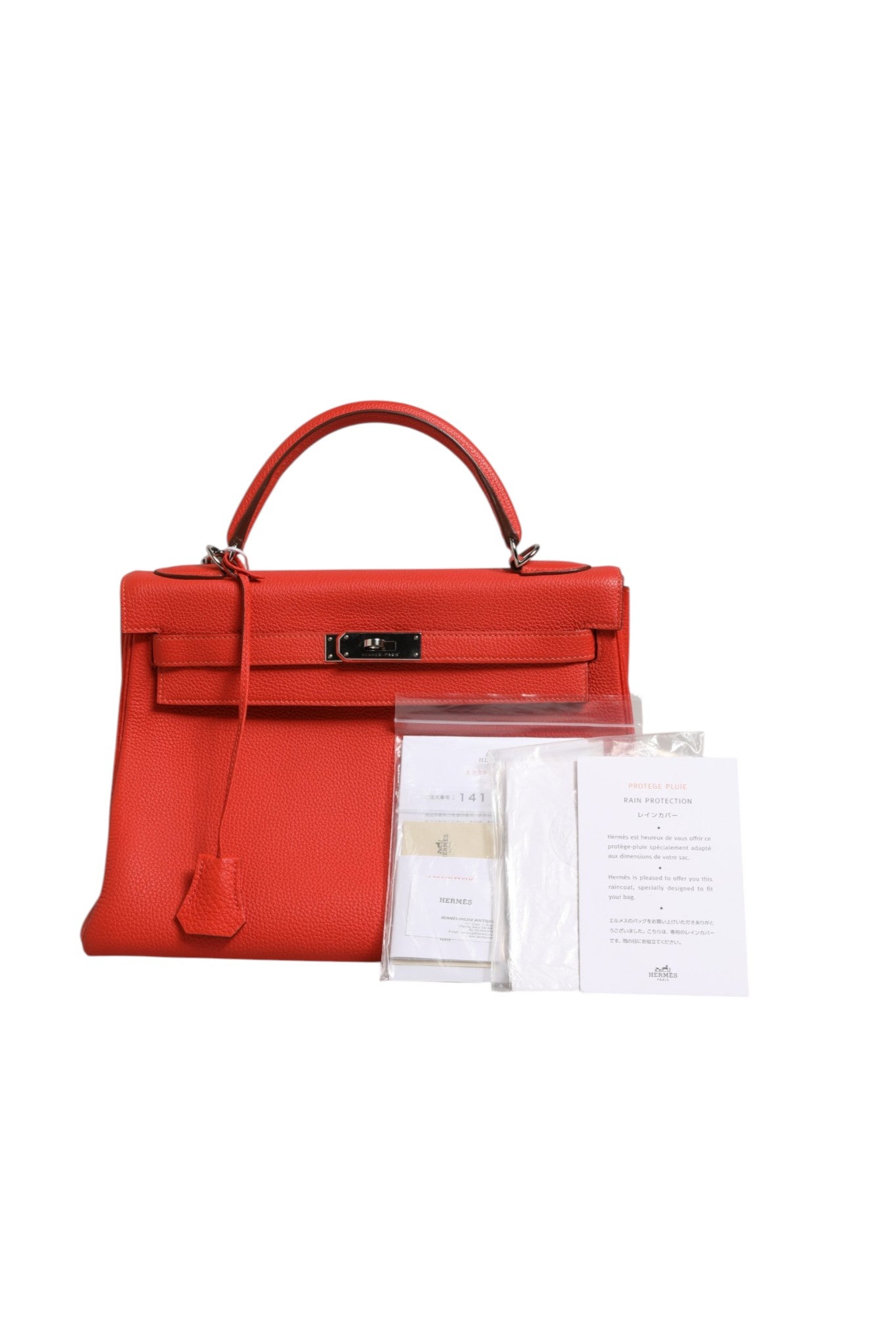 Hermès Kelly 32 Two-Way Handbag with Palladium Women's Hardware (Authentic Pre-Loved)