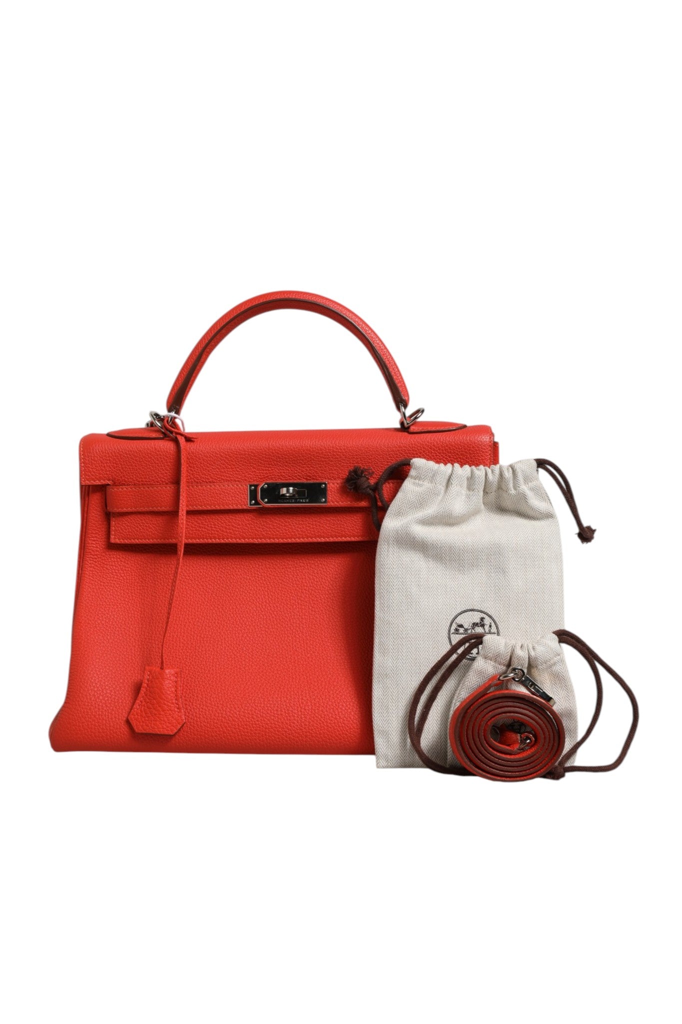 Hermès Kelly 32 Two-Way Handbag with Palladium Women's Hardware (Authentic Pre-Loved)