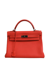 Hermès Kelly 32 Two-Way Handbag with Palladium Women's Hardware (Authentic Pre-Loved)