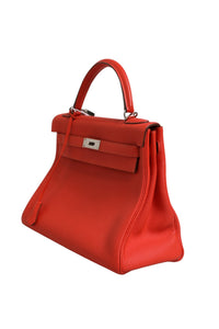 Hermès Kelly 32 Two-Way Handbag with Palladium Women's Hardware (Authentic Pre-Loved)