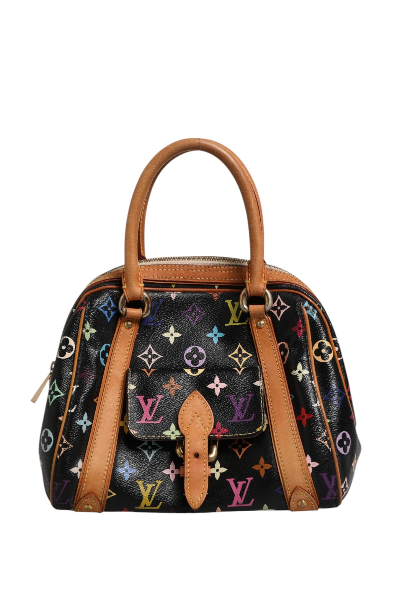 Louis Vuitton Black Monogram Multicolor Canvas Priscilla Women's Handbag (Authentic Pre-Loved)