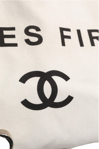 Chanel Ladies First White and Black Canvas Shopper Tote Women's Bag (Authentic Pre-Loved)
