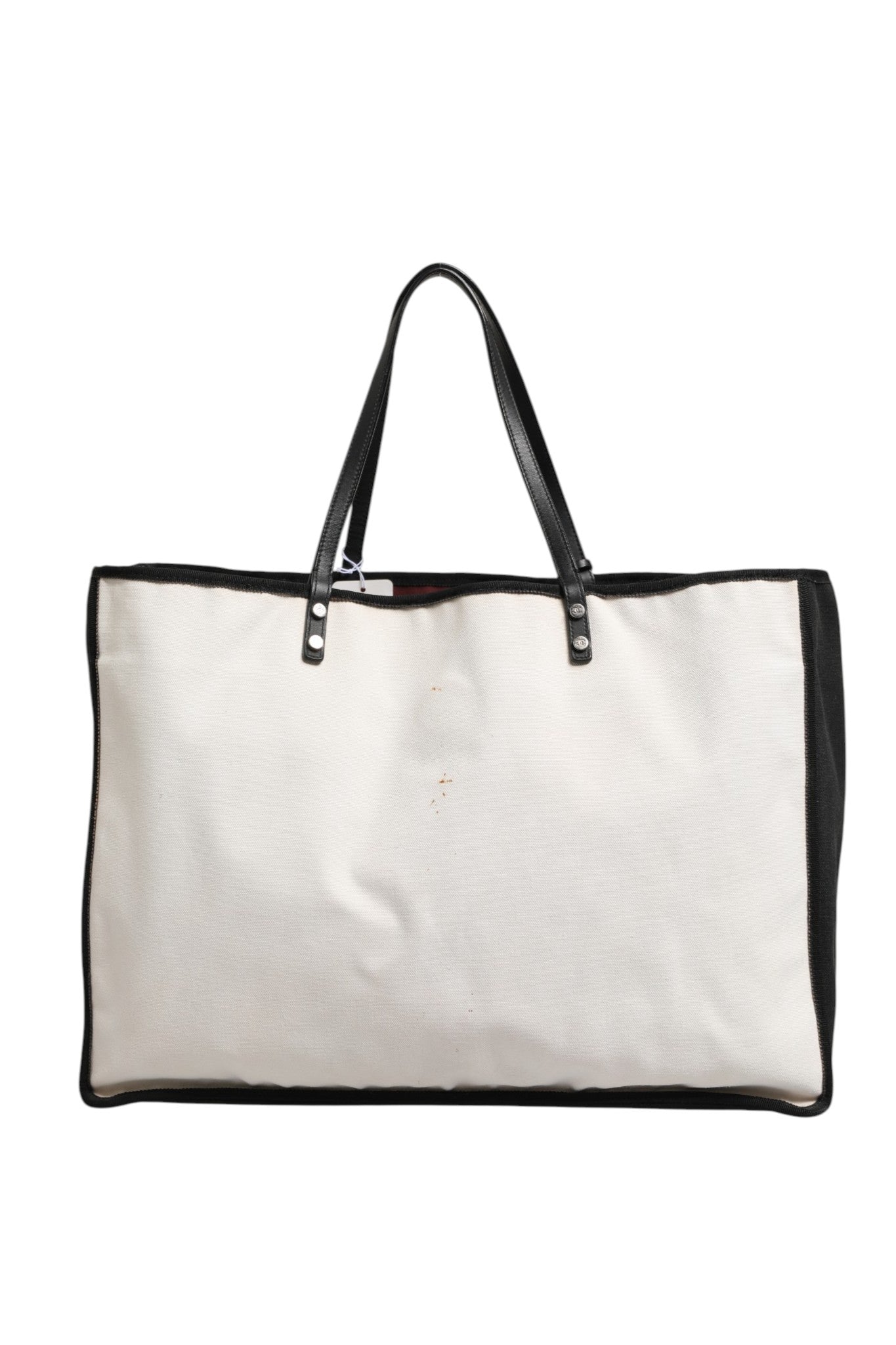 Chanel Ladies First White and Black Canvas Shopper Tote Women's Bag (Authentic Pre-Loved)