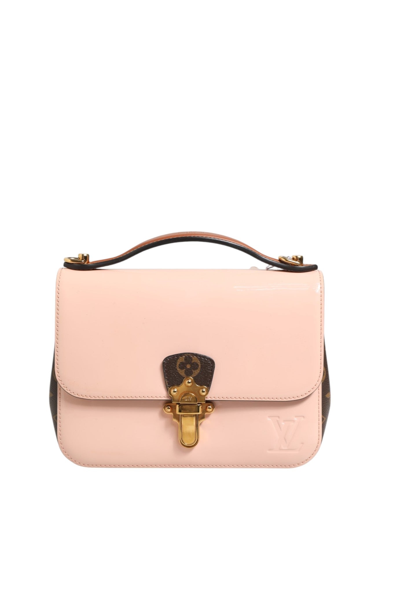 Louis Vuitton Pink Vernis and Monogram Canvas Cherrywood BB Shoulder Women's Bag (Authentic Pre-Loved)