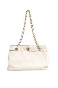 Chanel Shiny Calfskin Quilted Mini 22 White Women's 1792563 (Authentic Pre-Loved)