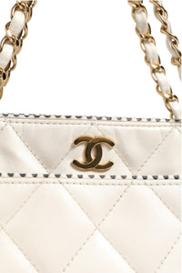 Chanel Shiny Calfskin Quilted Mini 22 White Women's 1792563 (Authentic Pre-Loved)