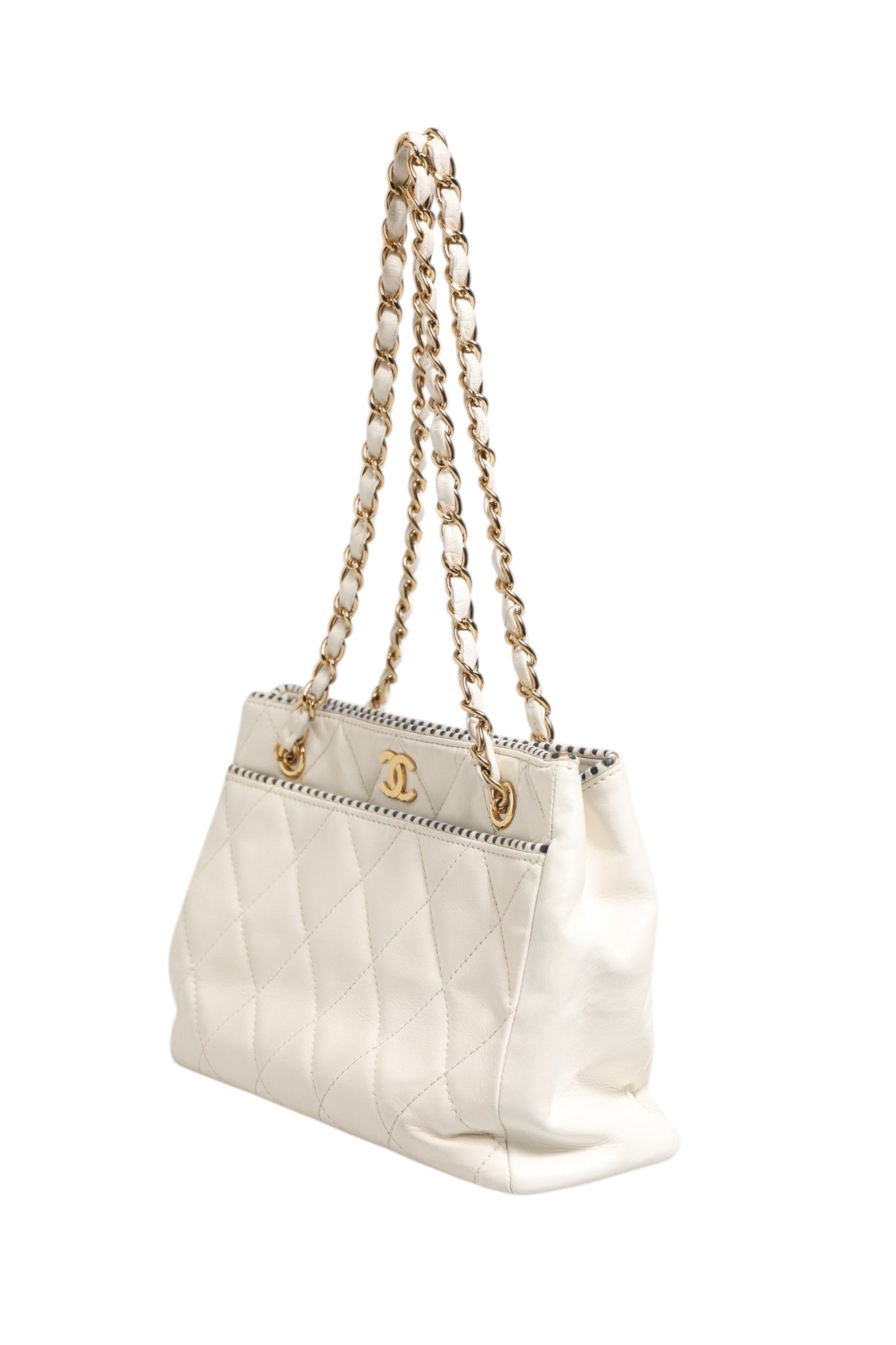 Chanel Shiny Calfskin Quilted Mini 22 White Women's 1792563 (Authentic Pre-Loved)