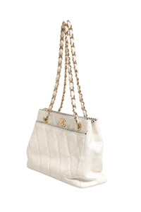 Chanel Shiny Calfskin Quilted Mini 22 White Women's 1792563 (Authentic Pre-Loved)