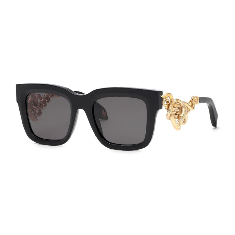Roberto Cavalli Roberto Cavalli Sunglasses Square Full Rim, Shiny Black/Gold Frame and Grey Lens SRC041M0700