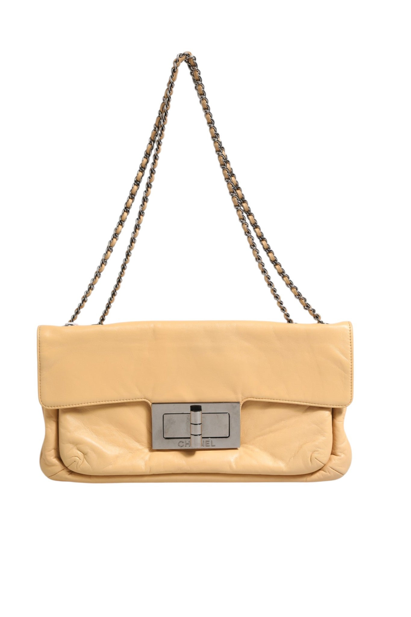 Chanel Beige Lambskin Giant Reissue Mademoiselle Lock Flap Women's Bag (Authentic Pre-Loved)